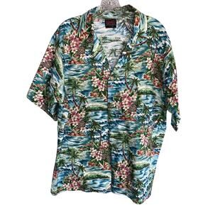 Kraft Klothes Mens XL Multicolor Hawaiian Floral Short Sleeve Button up